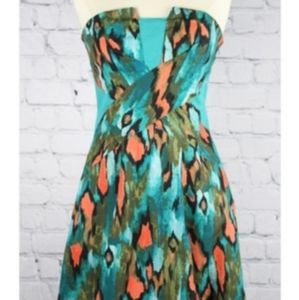 Anthropologie Strapless Dress Ikat Tribal Print